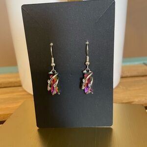 Fashion Silver-Tone Multicolor Crystal Drop Earrings (NWOT)